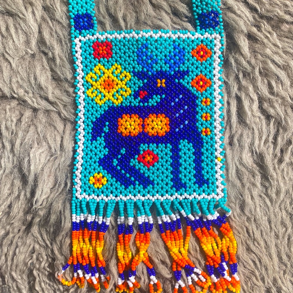 Huichol beaded peyote necklace.